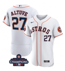 Men's Houston Astros #27 Jose Altuve White 2022 World Series Champions Flex Base Stitched Baseball Jersey