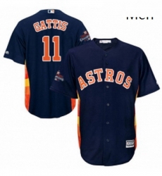 Mens Majestic Houston Astros 11 Evan Gattis Replica Navy Blue Alternate 2017 World Series Champions Cool Base MLB Jersey