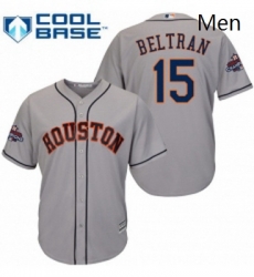 Mens Majestic Houston Astros 15 Carlos Beltran Replica Grey Road 2017 World Series Champions Cool Base MLB Jersey