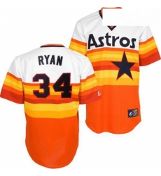 Mens Mitchell and Ness Houston Astros 34 Nolan Ryan Authentic WhiteOrange Throwback MLB Jersey