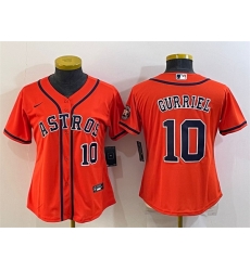 Women Houston Astros 10 Yuli Gurriel Orange With Patch Cool Base Stitched Baseball Jersey 2