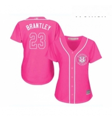 Womens Houston Astros 23 Michael Brantley Authentic Pink Fashion Cool Base Baseball Jersey 