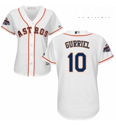 Womens Majestic Houston Astros 10 Yuli Gurriel Authentic White Home 2017 World Series Champions Cool Base MLB Jersey 