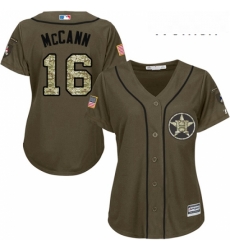 Womens Majestic Houston Astros 16 Brian McCann Replica Green Salute to Service MLB Jersey