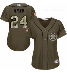 Womens Majestic Houston Astros 24 Jimmy Wynn Replica Green Salute to Service MLB Jersey 