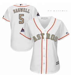 Womens Majestic Houston Astros 5 Jeff Bagwell Authentic White 2018 Gold Program Cool Base MLB Jersey