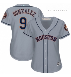 Womens Majestic Houston Astros 9 Marwin Gonzalez Replica Grey Road Cool Base MLB Jersey 