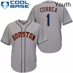 Youth Majestic Houston Astros 1 Carlos Correa Authentic Grey Road Cool Base MLB Jersey