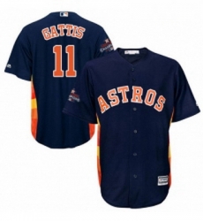 Youth Majestic Houston Astros 11 Evan Gattis Replica Navy Blue Alternate 2017 World Series Champions Cool Base MLB Jersey