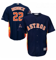 Youth Majestic Houston Astros 22 Josh Reddick Replica Navy Blue Alternate 2017 World Series Champions Cool Base MLB Jersey