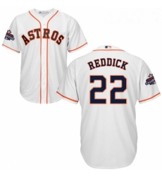 Youth Majestic Houston Astros 22 Josh Reddick Replica White Home 2017 World Series Champions Cool Base MLB Jersey