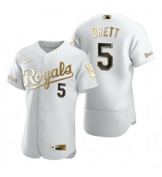 Kansas City Royals 5 George Brett White Nike Mens Authentic Golden Edition MLB Jersey