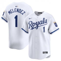 Men Kansas City Royals 1 MJ Melendez White 2024 Home Limited Stitched Baseball Jersey