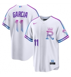 Men Kansas City Royals  11 Maikel Garcia White 2026 City Connect Stadium Stitched Baseball Jersey