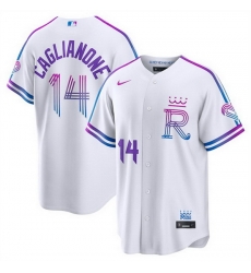 Men Kansas City Royals  14 Jac Caglianone White 2026 City Connect Stadium Stitched Baseball Jersey