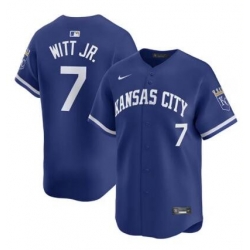 Men Kansas City Royals 7 Bobby Witt Jr  Royal Stitched Jersey