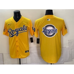 Men Kansas City Royals Team Big Logo Gold Sluggerrr Patch Vapor Limited Stitched Baseball Jersey