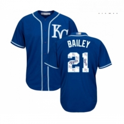 Mens Kansas City Royals 21 Homer Bailey Blue Authentic Blue Team Logo Fashion Cool Base Baseball Jersey 