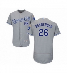 Mens Kansas City Royals 26 Brad Boxberger Grey Road Flex Base Authentic Collection Baseball Jersey