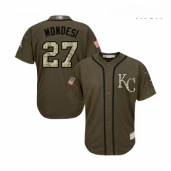 Mens Kansas City Royals 27 Raul Mondesi Authentic Green Salute to Service Baseball Jersey 