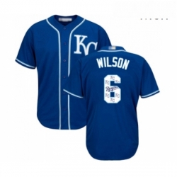 Mens Kansas City Royals 6 Willie Wilson Blue Authentic Blue Team Logo Fashion Cool Base Baseball Jersey 