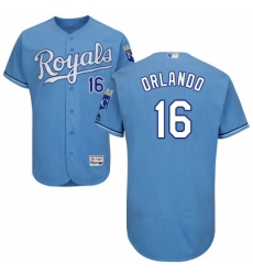 Mens Majestic Kansas City Royals 16 Paulo Orlando Light Blue Alternate Flex Base Authentic Collection MLB Jersey