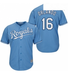 Mens Majestic Kansas City Royals 16 Paulo Orlando Replica Light Blue Alternate 1 Cool Base MLB Jersey