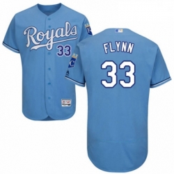 Mens Majestic Kansas City Royals 33 Brian Flynn Light Blue Alternate Flex Base Collection 2018 World Series Jersey 