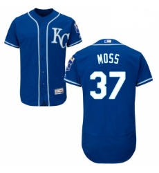 Mens Majestic Kansas City Royals 37 Brandon Moss Blue Flexbase Authentic Collection MLB Jersey