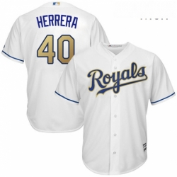 Mens Majestic Kansas City Royals 40 Kelvin Herrera Replica White Home Cool Base MLB Jersey