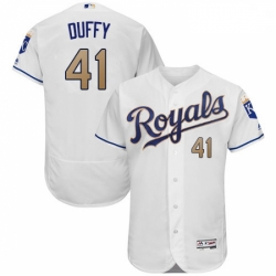 Mens Majestic Kansas City Royals 41 Danny Duffy White Flexbase Authentic Collection MLB Jersey