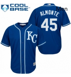 Mens Majestic Kansas City Royals 45 Abraham Almonte Replica Blue Alternate 2 Cool Base MLB Jersey 