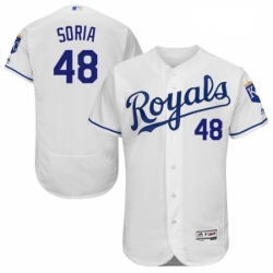 Mens Majestic Kansas City Royals 48 Joakim Soria White Flexbase Authentic Collection MLB Jersey