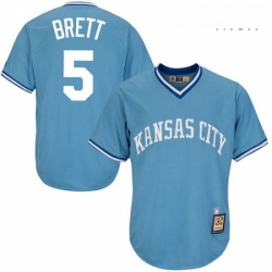 Mens Majestic Kansas City Royals 5 George Brett Replica Light Blue Cooperstown MLB Jersey