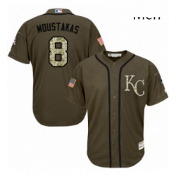 Mens Majestic Kansas City Royals 8 Mike Moustakas Authentic Green Salute to Service MLB Jersey