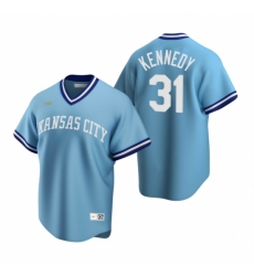 Mens Nike Kansas City Royals 31 Ian Kennedy Light Blue Cooperstown Collection Road Stitched Baseball Jerse