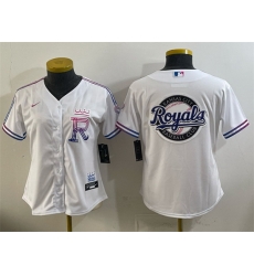 Women Kansas City Royals Team Big Logo White 2026 City Connect Stadium Stitched Baseball Jersey   001