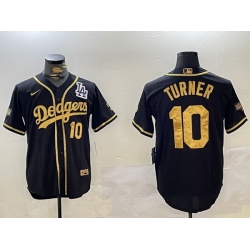 Dodgers 10 Justin Turner BLACK Cool Base Stitched MLB Jersey 2