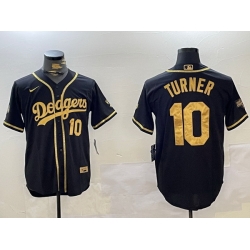 Dodgers 10 Justin Turner Black Cool Base Stitched MLB Jersey