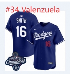 Men Dodgers blue 2026 Champions Valenzuela #34 Jersey