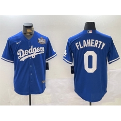 Men Los Angeles Dodgers 0 Jack Flaherty Royal 2024 World Series Cool Base Stitched Baseball Jersey