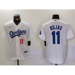 Men Los Angeles Dodgers 11 Miguel Rojas White Cool Base Stitched Baseball Jersey 2