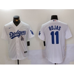 Men Los Angeles Dodgers 11 Miguel Rojas White Cool Base Stitched Baseball Jersey 6