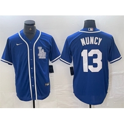 Men Los Angeles Dodgers 13 Max Muncy Blue Cool Base Stitched Baseball Jersey