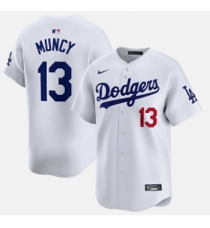Men Los Angeles Dodgers 13 Max Muncy White Limited Stitched Baseball Jersey