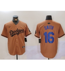 Men Los Angeles Dodgers 16 Will Smith Brown Cool Base Stitched Baseball Jersey