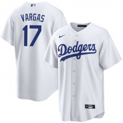 Men Los Angeles Dodgers 17 Miguel Vargas White Cool Base Stitched Baseball Jersey