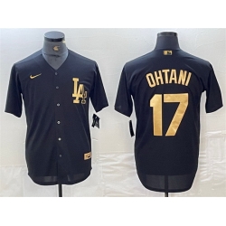 Men Los Angeles Dodgers 17 Shohei Ohtani Black Cool Base Stitched Baseball Jersey