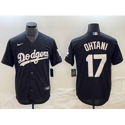 Men Los Angeles Dodgers 17  Shohei Ohtani Black Cool Base Stitched Jersey