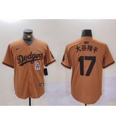 Men Los Angeles Dodgers 17 Shohei Ohtani Brown Cool Base Stitched Baseball Jersey 6